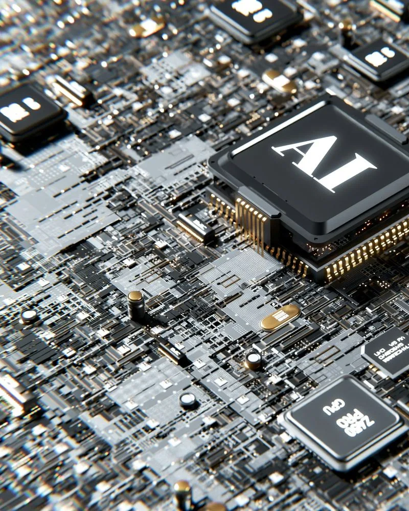 AI processor chip on a circuit board