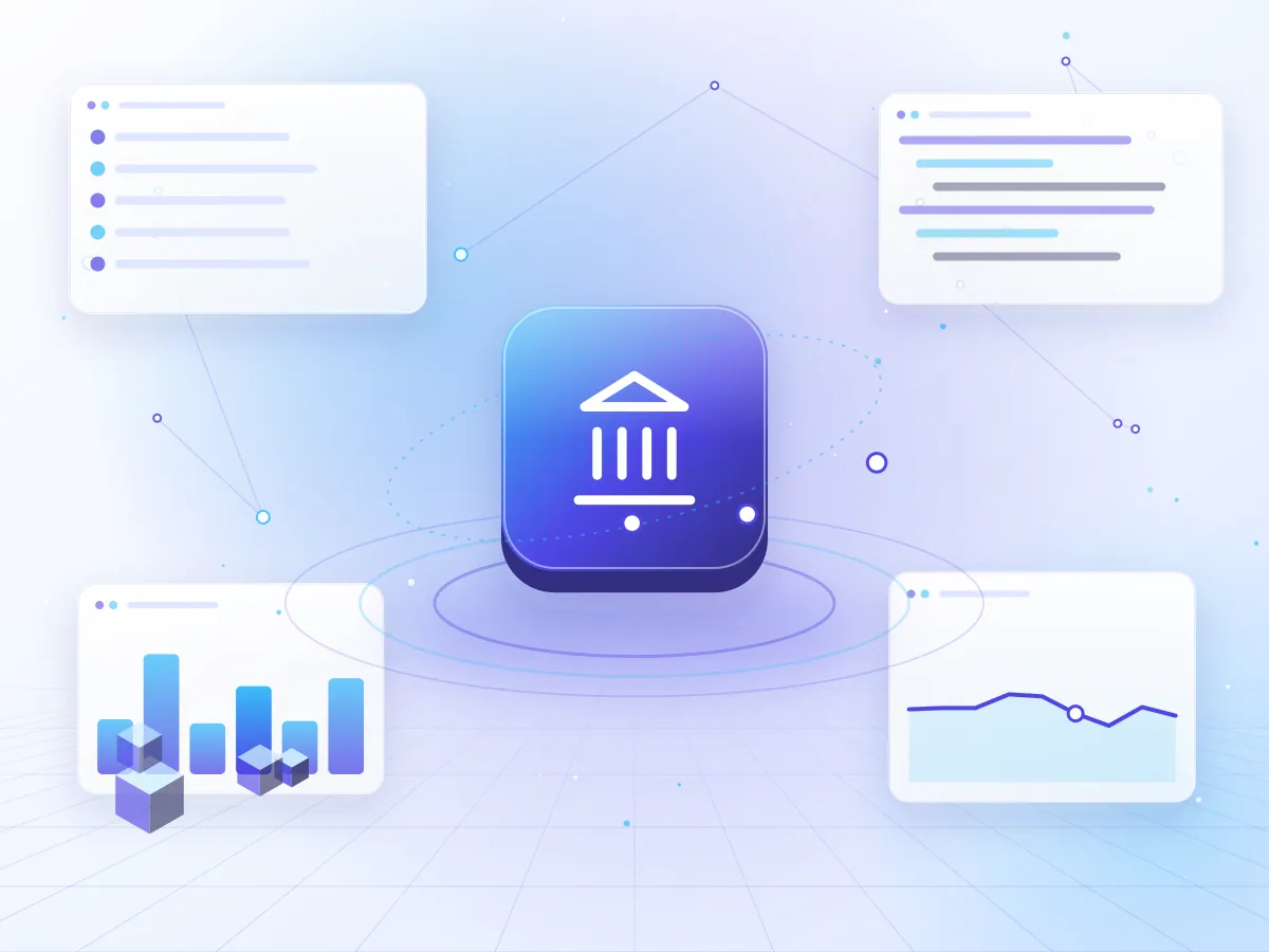 Illustration of financial analytics and secure transaction panels
