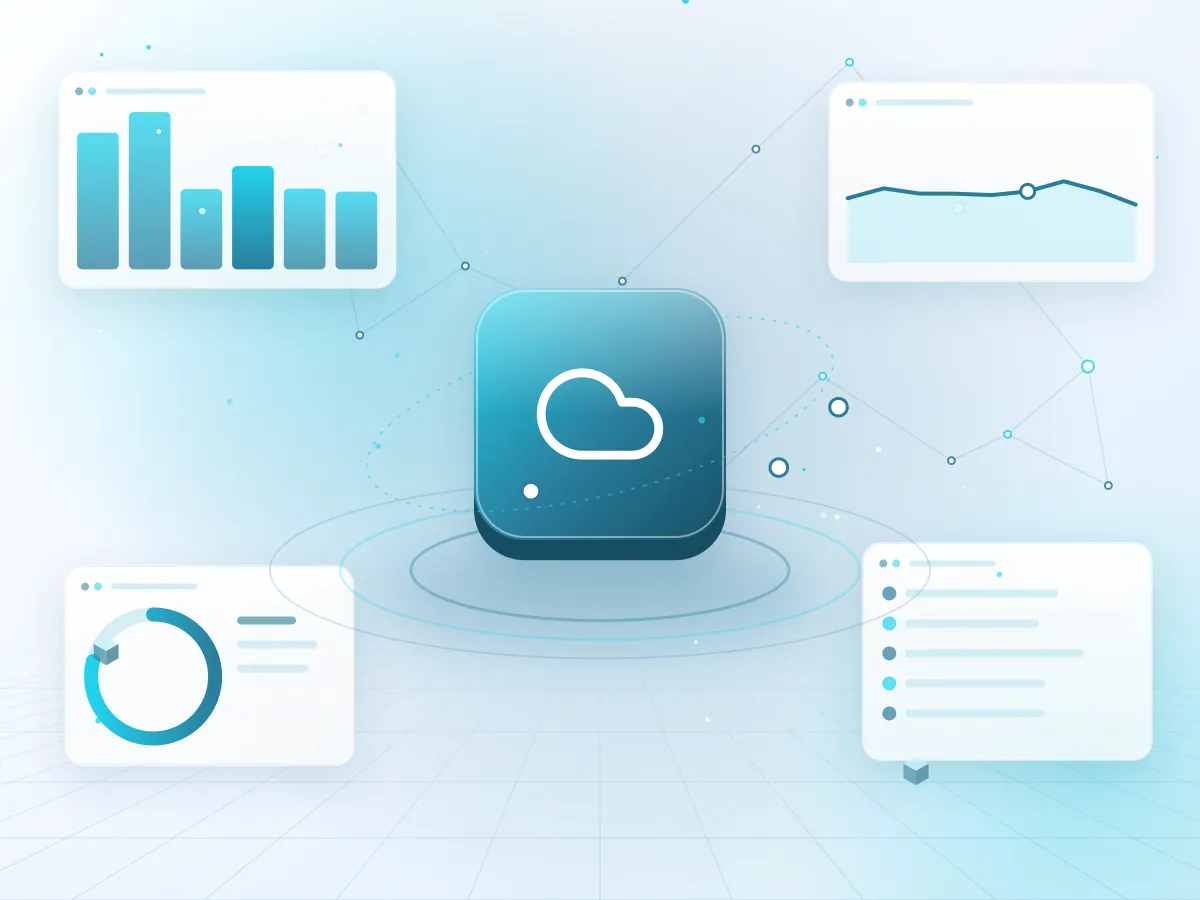 Illustration of cloud infrastructure with deployment pipeline stages