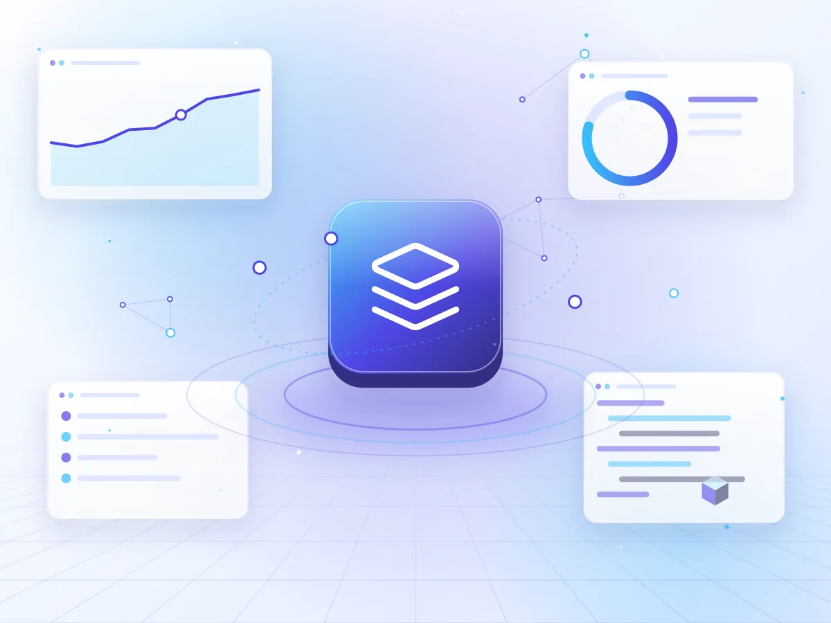 Illustration of a multi-tenant SaaS platform with subscription and analytics panels