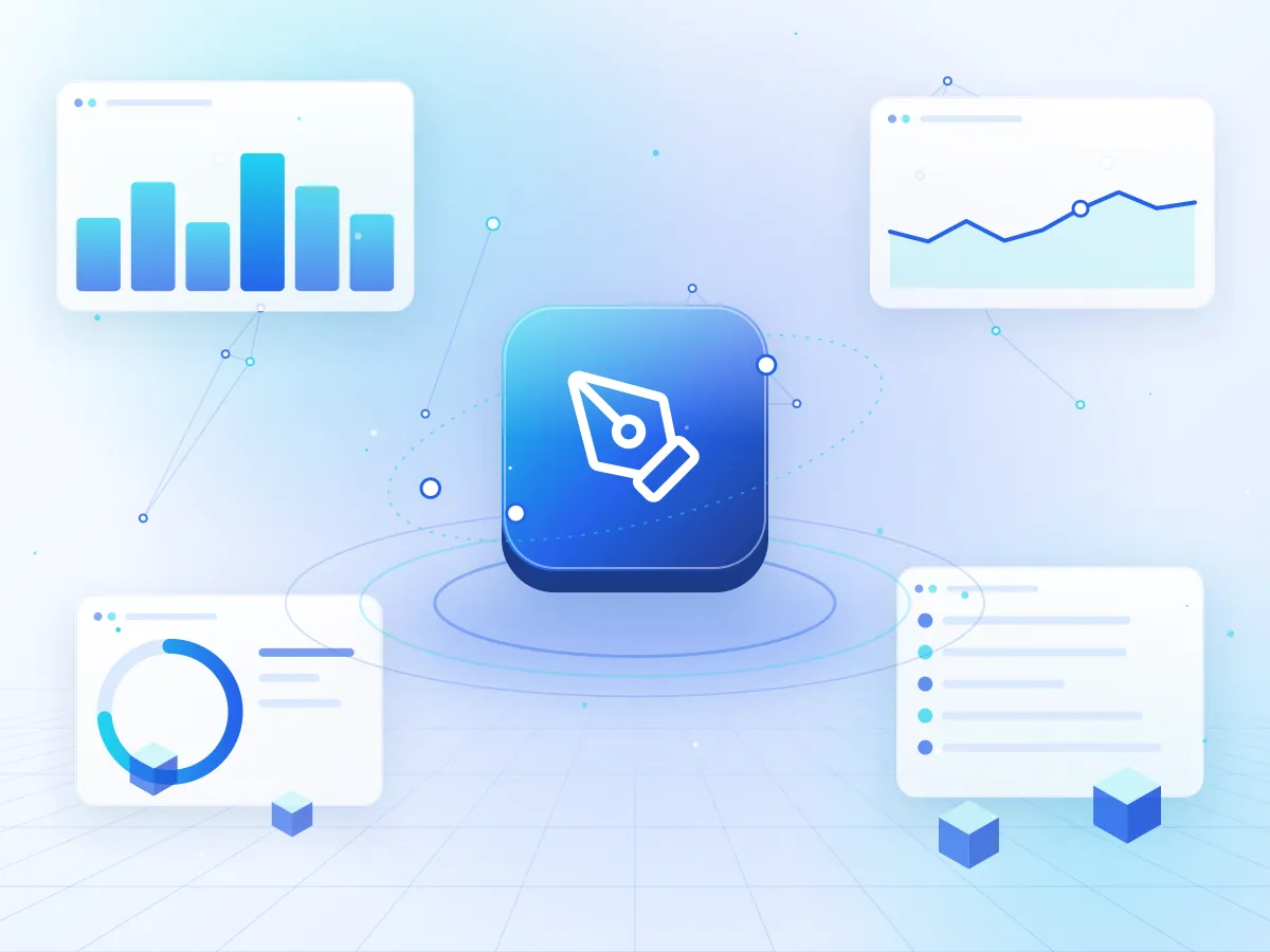 Illustration of interface wireframes evolving into a polished design